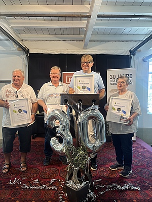 (v.l.n.r.) Peter Krolak, Norbert Werner, Dr. Rainer Reddehase und Dr. Lieselotte Steveli. Bildquelle: EBZ.